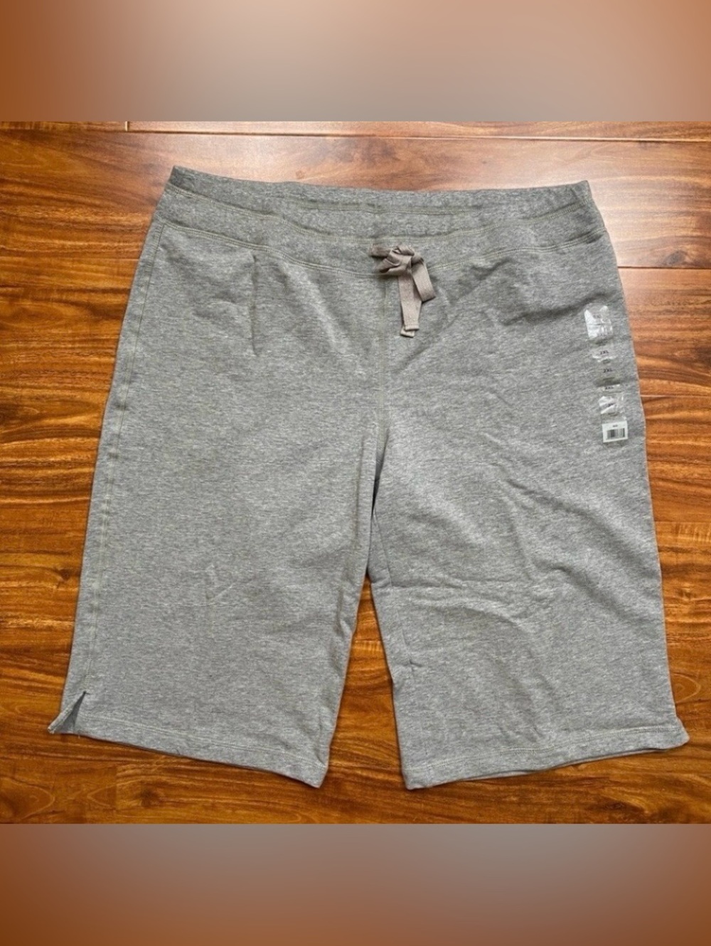 NWT New Laura Ashley Women's Active Gray High Waist Drawstring Cotton Shorts 2X
